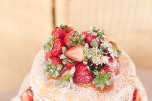 naked cake with strawberries at roops mill wedding photograph
