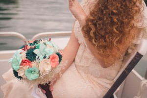bridal details on wedding pontoon boat photography
