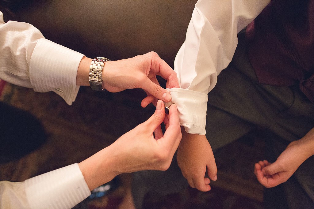 mom buttons sons cufflinks during dc wedding at shade trees and evergreens