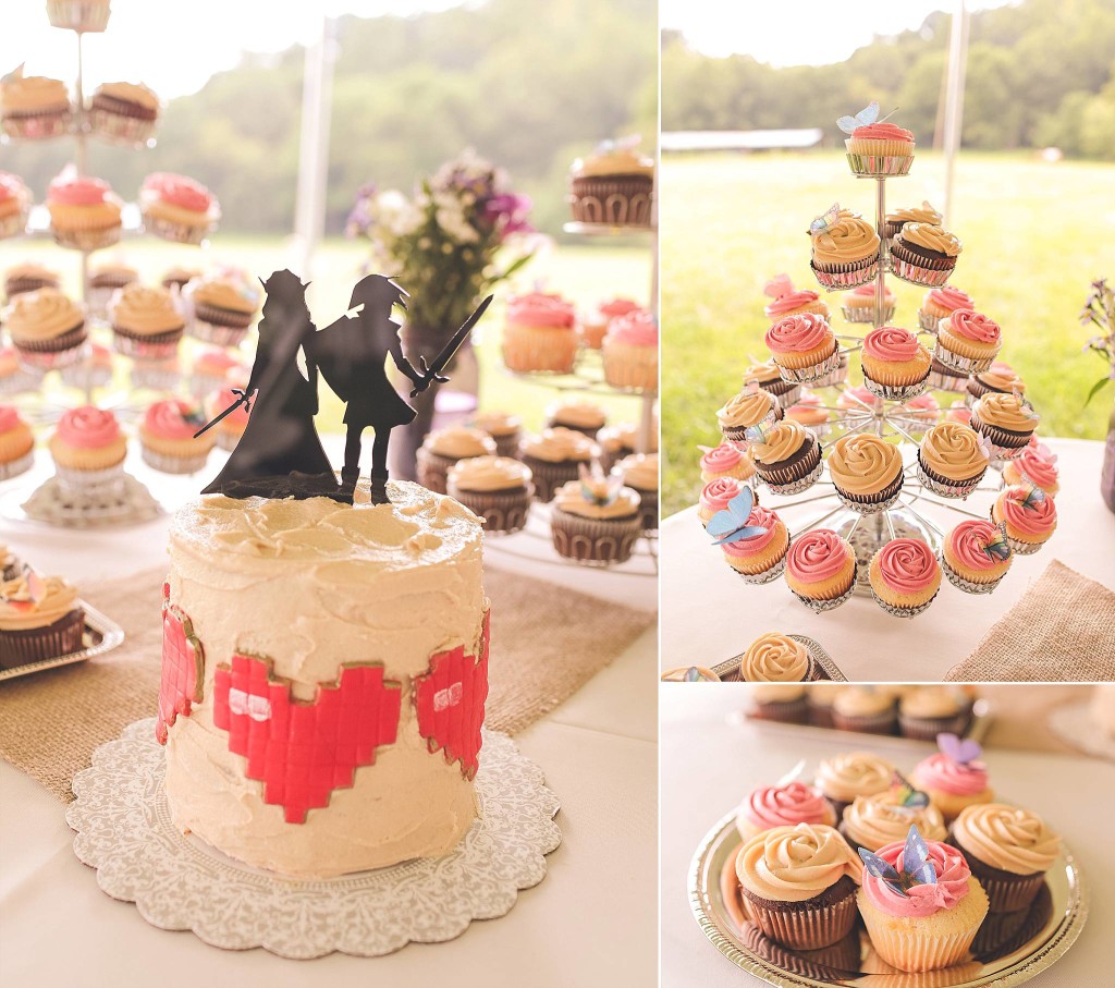 zelda wedding cake topper and butterfly cupcakes at dc wedding