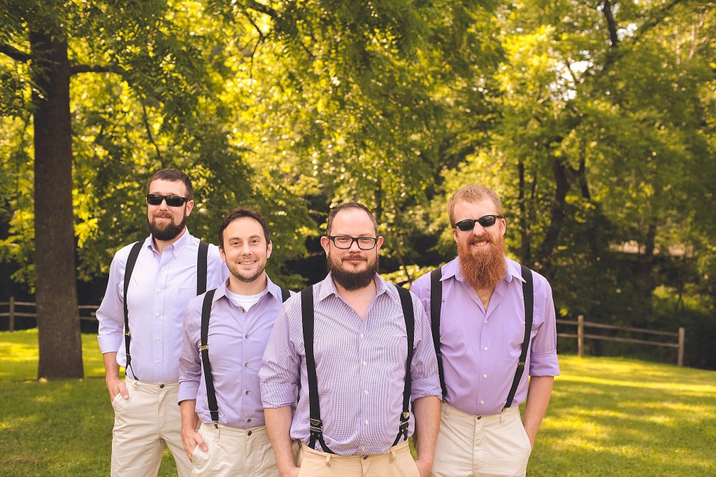 groom and groomsmen in suspenders for outdoor wedding in dc