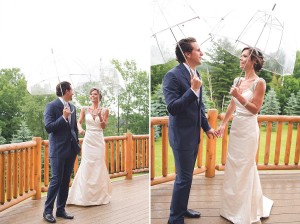first look at baltimore wedding with umbrellas