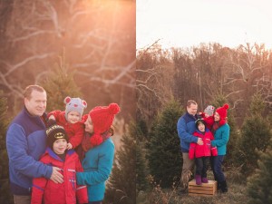 family at christmas tree farm for photography session