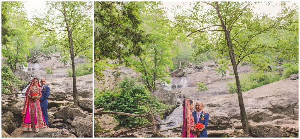 washington dc wedding photographer with waterfall