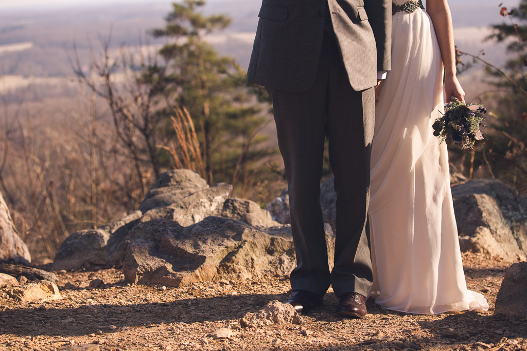 Bride and groom at top of Sugarloaf Mountain wedding photography near DC