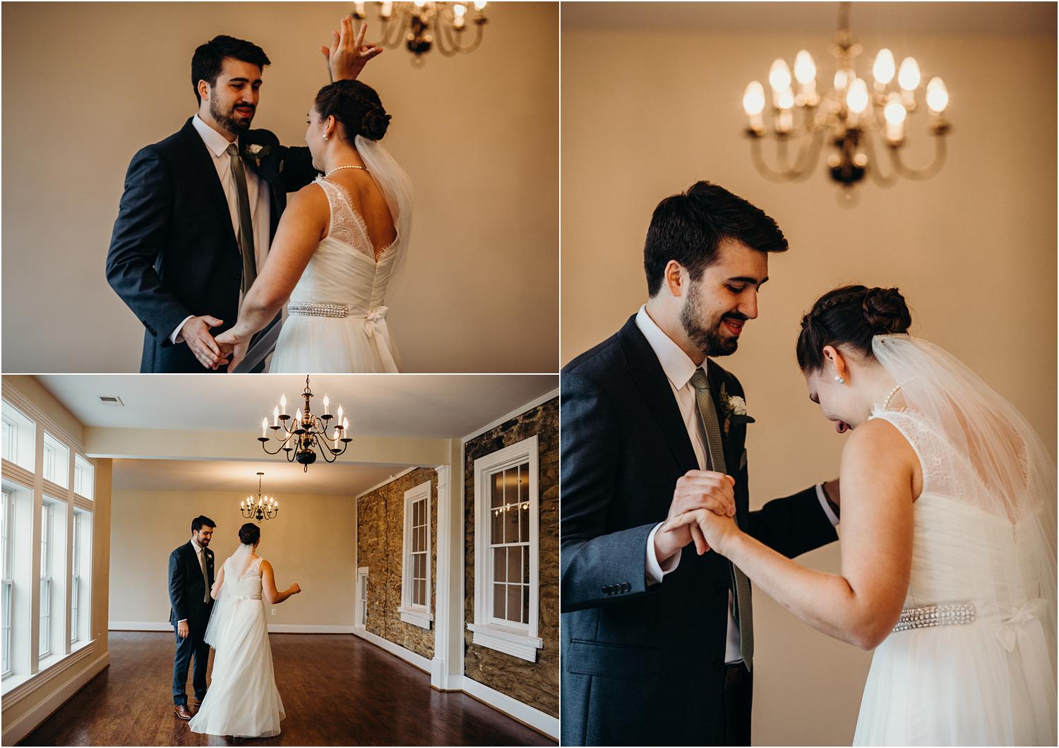 frederick wedding photographer captures first look at springfield manor